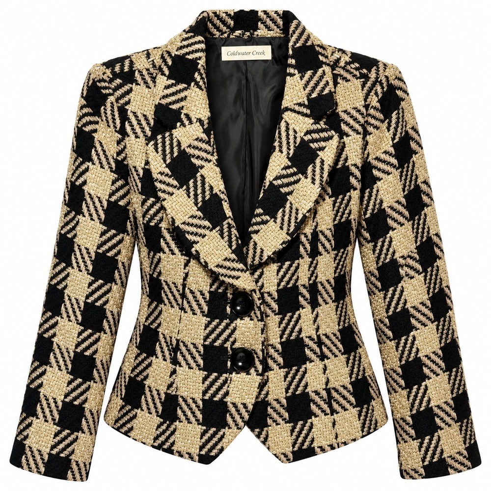 Coldwater Creek Dark Academia Tweed Blazer Womens 10 Preppy Old Money Coquette